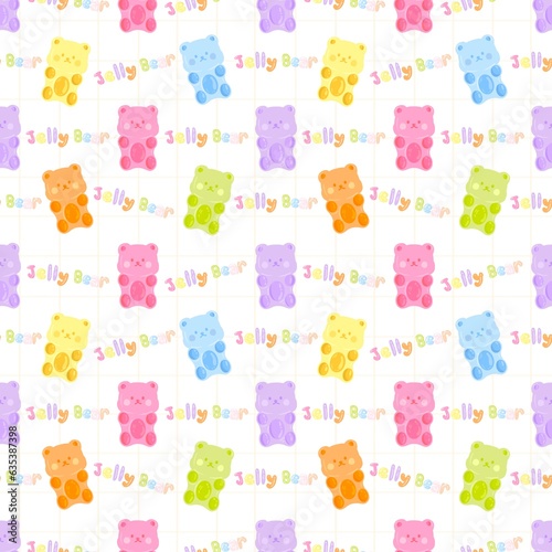 Colorful sweet jelly bears, gummy candies. Seamless pattern. Texture for fabric, wallpaper, decorative print