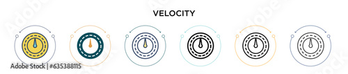 Velocity icon in filled, thin line, outline and stroke style. Vector illustration of two colored and black velocity vector icons designs can be used for mobile, ui, web