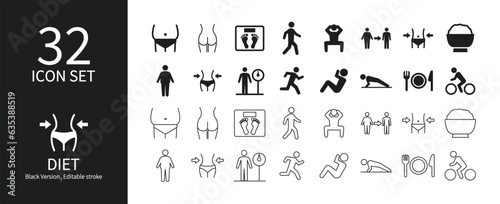 Icon set related to luck diet