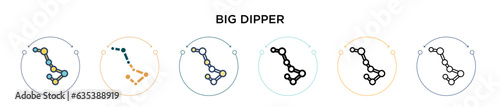 Big dipper icon in filled, thin line, outline and stroke style. Vector illustration of two colored and black big dipper vector icons designs can be used for mobile, ui, web