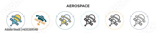 Aerospace icon in filled, thin line, outline and stroke style. Vector illustration of two colored and black aerospace vector icons designs can be used for mobile, ui, web