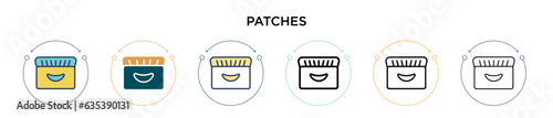 Patches icon in filled, thin line, outline and stroke style. Vector illustration of two colored and black patches vector icons designs can be used for mobile, ui, web