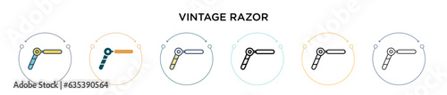 Vintage razor icon in filled  thin line  outline and stroke style. Vector illustration of two colored and black vintage razor vector icons designs can be used for mobile  ui  web