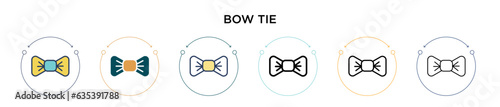 Bow tie icon in filled, thin line, outline and stroke style. Vector illustration of two colored and black bow tie vector icons designs can be used for mobile, ui, web