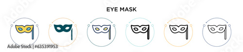 Eye mask icon in filled, thin line, outline and stroke style. Vector illustration of two colored and black eye mask vector icons designs can be used for mobile, ui, web