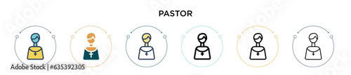 Pastor icon in filled, thin line, outline and stroke style. Vector illustration of two colored and black pastor vector icons designs can be used for mobile, ui, web