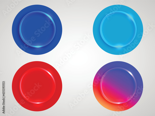 Glassmorphism Effect With Set Of Transparent Glass Plates On Green Gradient Circles. Frosted Acrylic Or Matte Plexiglass Plates In Rectangle Shape. Realistic Glass Morphism. Vector Illustration.