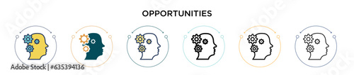 Opportunities icon in filled, thin line, outline and stroke style. Vector illustration of two colored and black opportunities vector icons designs can be used for mobile, ui, web