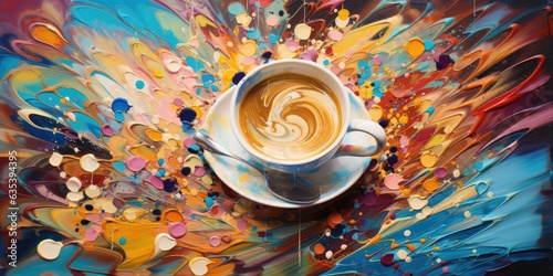 coffee abstract oil painting photo