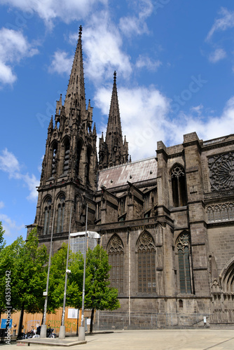 Clermont-Ferrand city gothic cathedral Notre-Dame-de-l'Assomption building from black lava, France