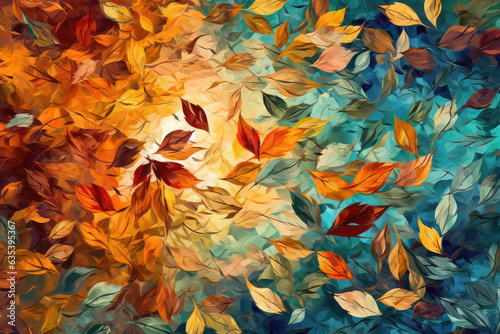  a colorful abstract painting, in the style of leaf patterns, generative AI © Kien