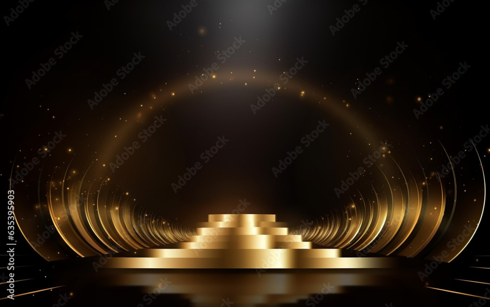Award ceremony background with golden shapes and light rays. Abstract luxury background Award ceremony background with golden shapes and light rays. Abstract luxury background