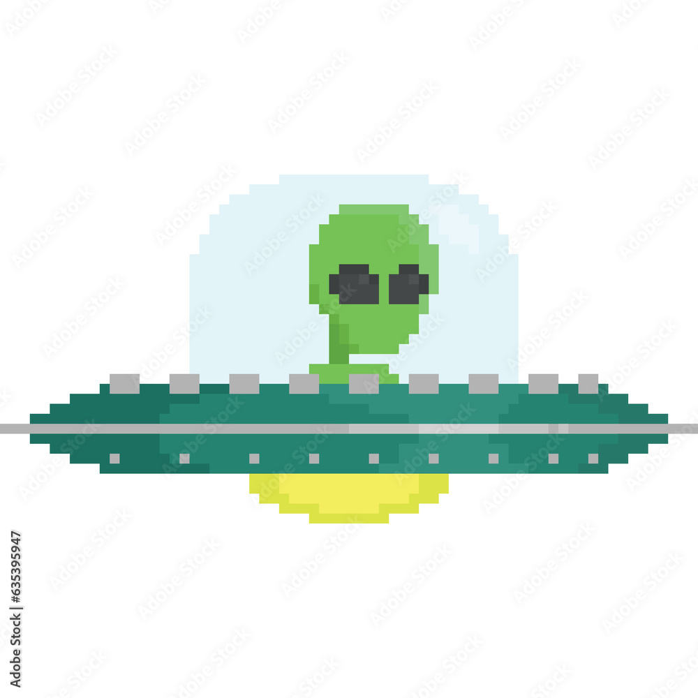 Pixel art alien ufo character