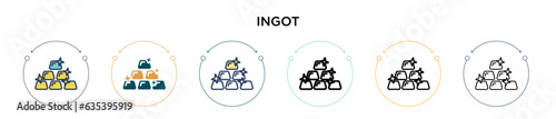 Ingot icon in filled, thin line, outline and stroke style. Vector illustration of two colored and black ingot vector icons designs can be used for mobile, ui, web