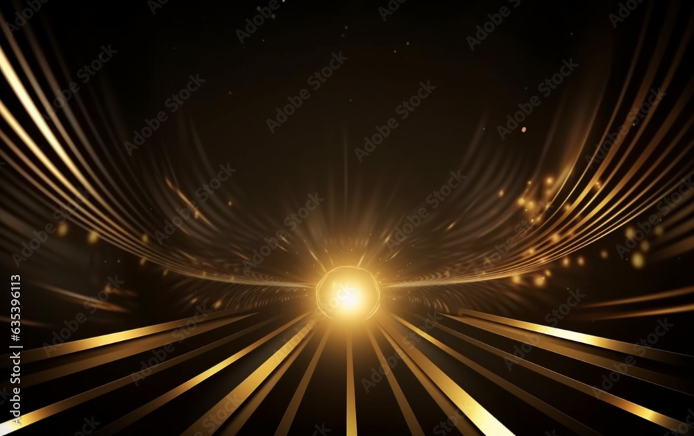 Obraz premium Award ceremony background with golden shapes and light rays. Abstract luxury background