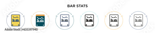 Bar stats icon in filled, thin line, outline and stroke style. Vector illustration of two colored and black bar stats vector icons designs can be used for mobile, ui, web