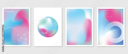 Idol lover posters set. Cute gradient holographic background vector with pastel colors, line, sparkle, circle. Y2k trendy wallpaper design for social media, cards, banner, flyer, brochure.