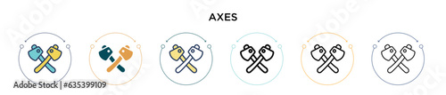 Axes icon in filled, thin line, outline and stroke style. Vector illustration of two colored and black axes vector icons designs can be used for mobile, ui, web