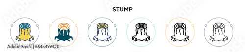 Stump icon in filled, thin line, outline and stroke style. Vector illustration of two colored and black stump vector icons designs can be used for mobile, ui, web