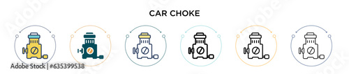 Car choke icon in filled, thin line, outline and stroke style. Vector illustration of two colored and black car choke vector icons designs can be used for mobile, ui, web