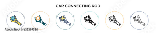Car connecting rod icon in filled, thin line, outline and stroke style. Vector illustration of two colored and black car connecting rod vector icons designs can be used for mobile, ui, web