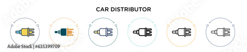Car distributor icon in filled, thin line, outline and stroke style. Vector illustration of two colored and black car distributor vector icons designs can be used for mobile, ui, web