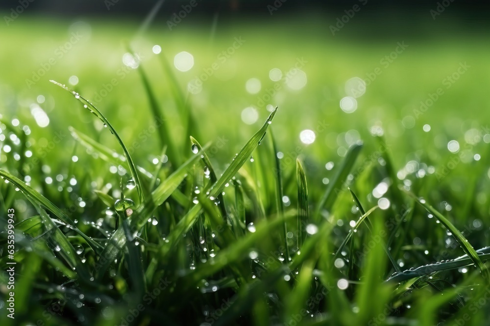 Fresh green grass with dew drops close-up. Natural background Fresh green grass with dew drops close-up. Natural background