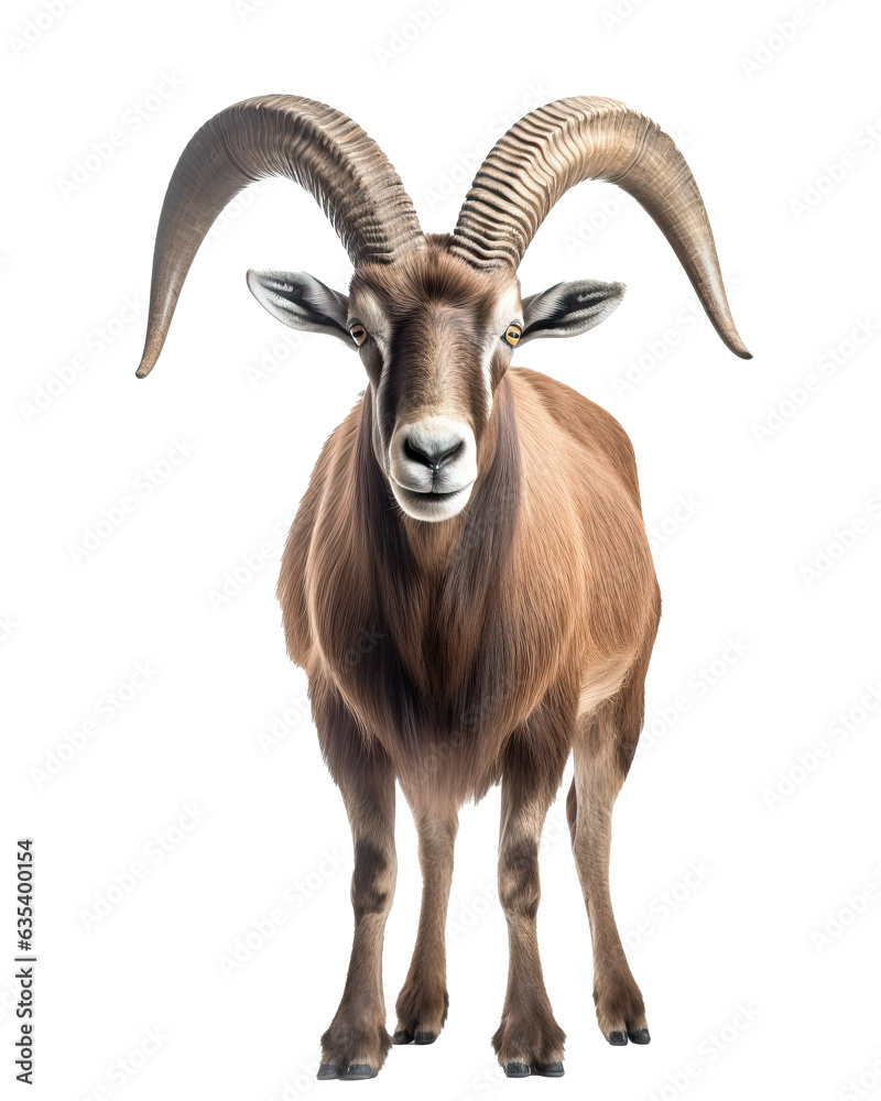 Portrait of a goat. Isolated on a white background.