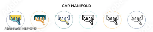 Car manifold icon in filled, thin line, outline and stroke style. Vector illustration of two colored and black car manifold vector icons designs can be used for mobile, ui, web