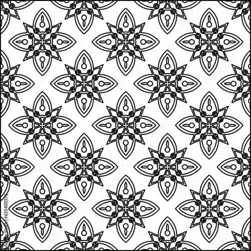 Vector pattern with symmetrical elements . Modern stylish abstract texture. Repeating geometric tiles from striped elements.Black and white pattern.
