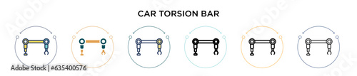Car torsion bar icon in filled, thin line, outline and stroke style. Vector illustration of two colored and black car torsion bar vector icons designs can be used for mobile, ui, web
