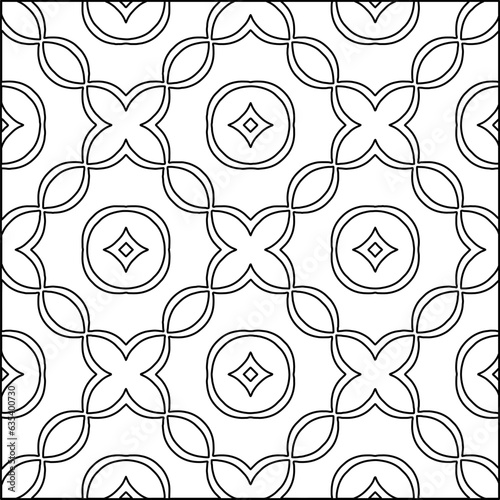 Vector pattern with symmetrical elements . Modern stylish abstract texture. Repeating geometric tiles from striped elements.Black and white pattern.