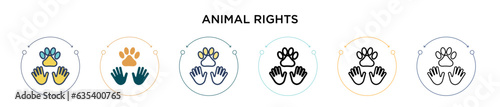 Animal rights icon in filled, thin line, outline and stroke style. Vector illustration of two colored and black animal rights vector icons designs can be used for mobile, ui, web