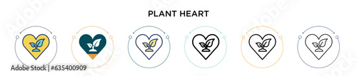 Plant heart icon in filled, thin line, outline and stroke style. Vector illustration of two colored and black plant heart vector icons designs can be used for mobile, ui, web