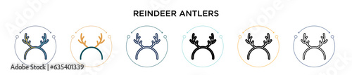 Reindeer antlers icon in filled, thin line, outline and stroke style. Vector illustration of two colored and black reindeer antlers vector icons designs can be used for mobile, ui, web