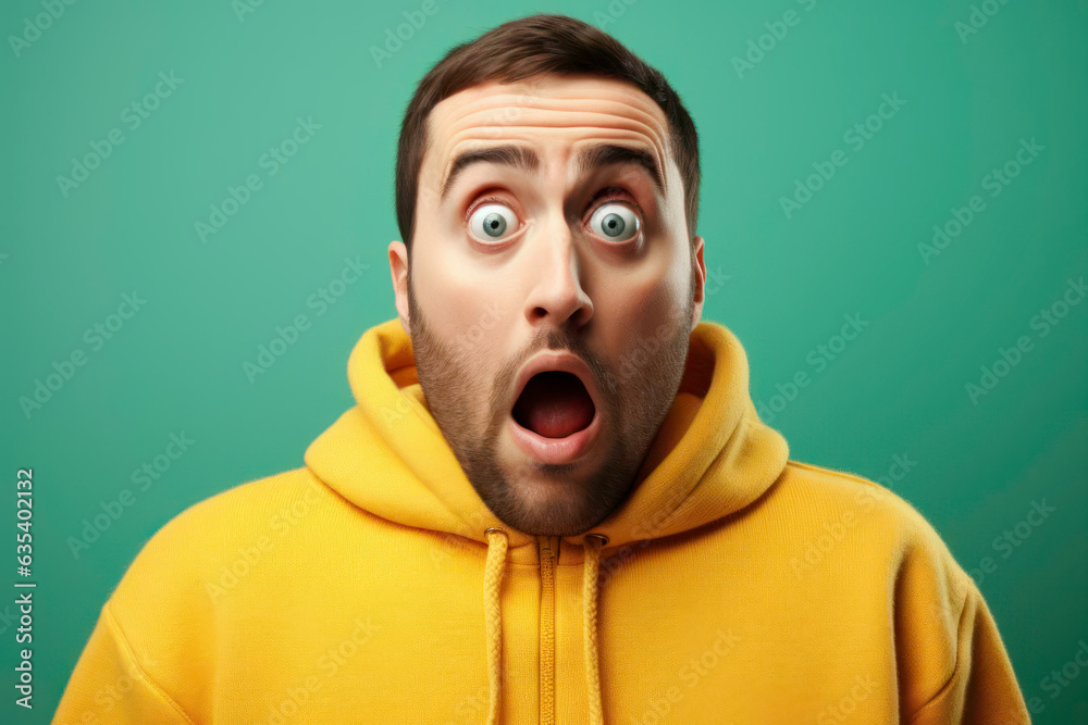 man screaming on a teal paper background man screaming on a teal paper background