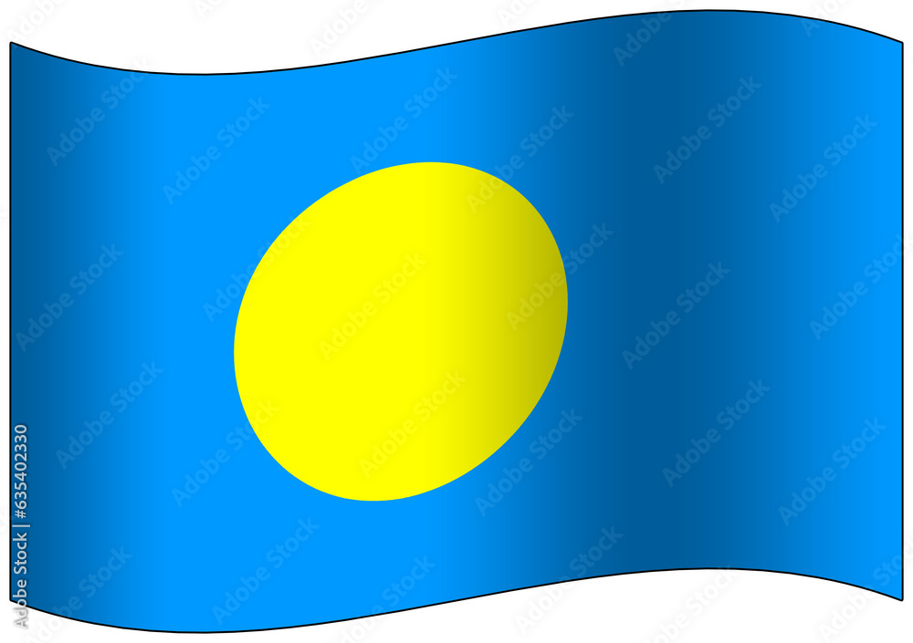 Palau flag waving 3D icon