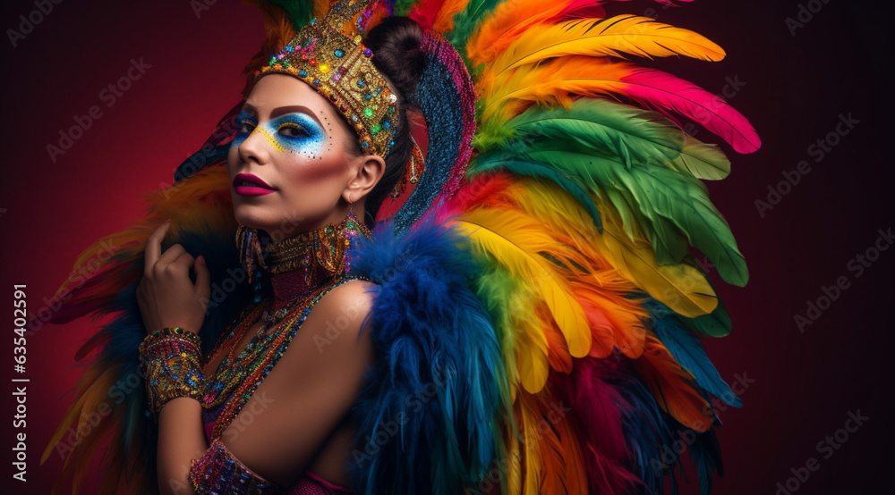 Attractive woman in a carnival mask, created with Generative AI technology. Attractive woman in a carnival mask, created with Generative AI technology.