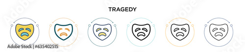 Tragedy icon in filled, thin line, outline and stroke style. Vector illustration of two colored and black tragedy vector icons designs can be used for mobile, ui, web