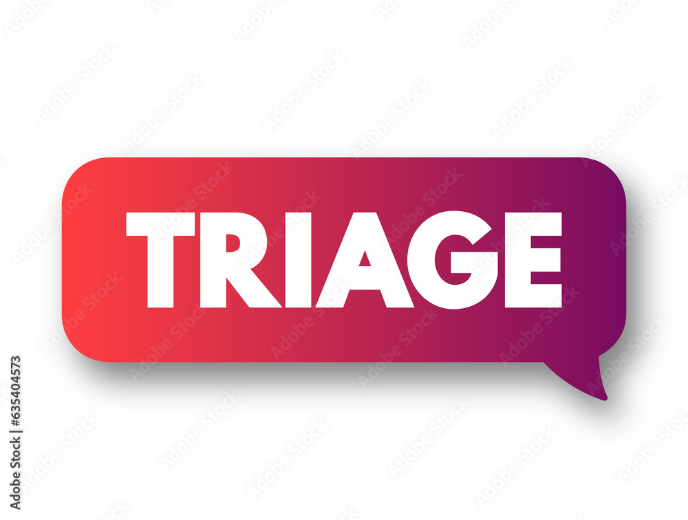 Triage - the preliminary assessment of patients or casualties in order to determine the urgency of their need for treatment, text concept background Triage - the preliminary assessment of patients or casualties in order to determine the urgency of their need for treatment, text concept background