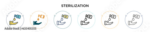 Sterilization icon in filled  thin line  outline and stroke style. Vector illustration of two colored and black sterilization vector icons designs can be used for mobile  ui  web