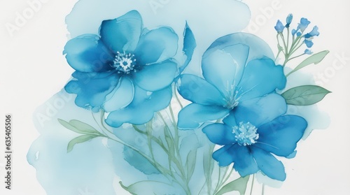 Blue Tosca Flower watercolor drawing.