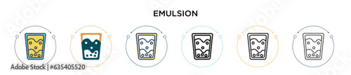 Emulsion icon in filled, thin line, outline and stroke style. Vector illustration of two colored and black emulsion vector icons designs can be used for mobile, ui, web