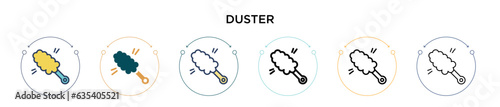 Duster icon in filled, thin line, outline and stroke style. Vector illustration of two colored and black duster vector icons designs can be used for mobile, ui, web