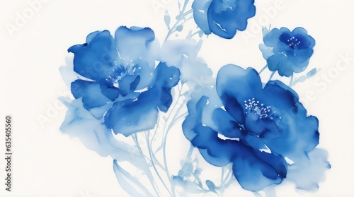 Blue Flower watercolor drawing.