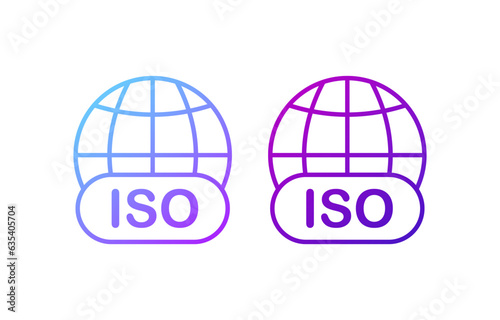 ISO icon. Flat, purple, ISO standarts. Vector illustration