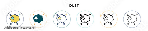 Dust icon in filled, thin line, outline and stroke style. Vector illustration of two colored and black dust vector icons designs can be used for mobile, ui, web
