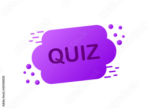 Quiz sign. Flat, purple, quiz logo, poll plate. Vector iilustration