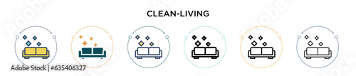 Clean-living icon in filled, thin line, outline and stroke style. Vector illustration of two colored and black clean-living vector icons designs can be used for mobile, ui, web