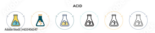Acid icon in filled, thin line, outline and stroke style. Vector illustration of two colored and black acid vector icons designs can be used for mobile, ui, web